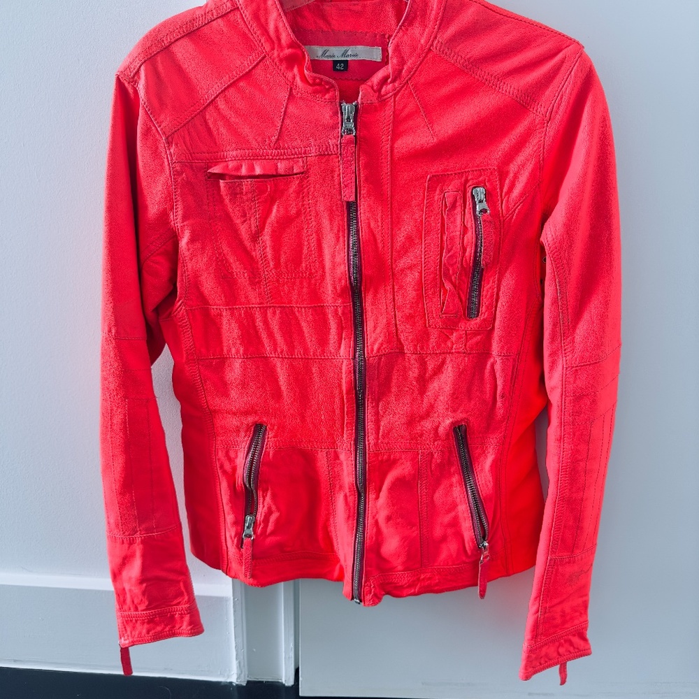 Mari Mari Real Leather Pink Biker Jacket